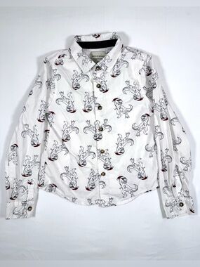 STITCH & STONE Boys Santa Hat Christmas‎ Dinosaur Print Button Front Shirt 7